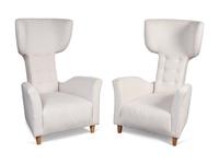 Pair of High Back Arm Chairs