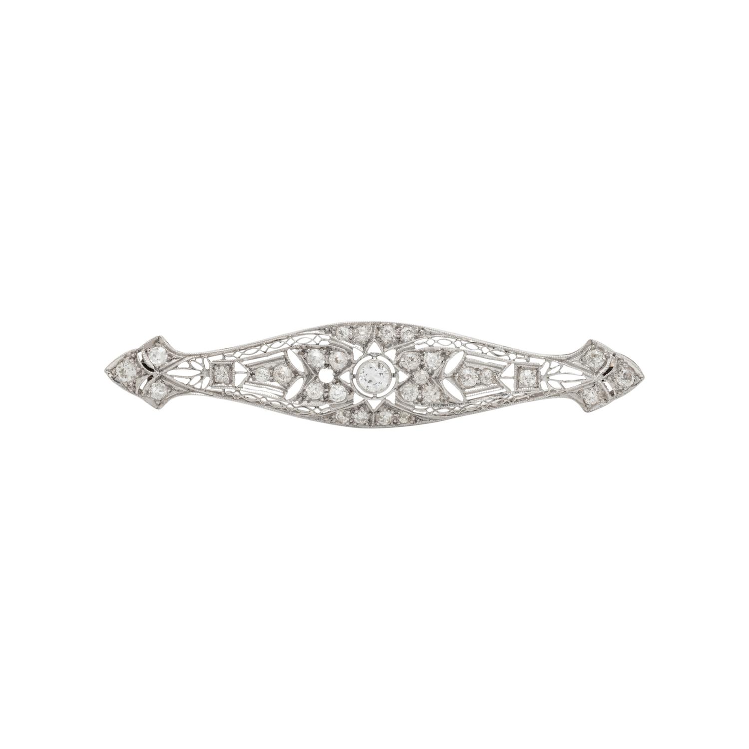 PLATINUM AND DIAMOND BAR BROOCH
