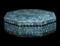 A Korean Mother-of-Pearl Inlaid Black Octagonal Lacquered Box and Cover