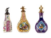 Three South Staffordshire Enamel Scent Bottles