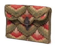 A Queen Anne Flamestitch Wool Lady’s Purse with Engraved Silver Closure