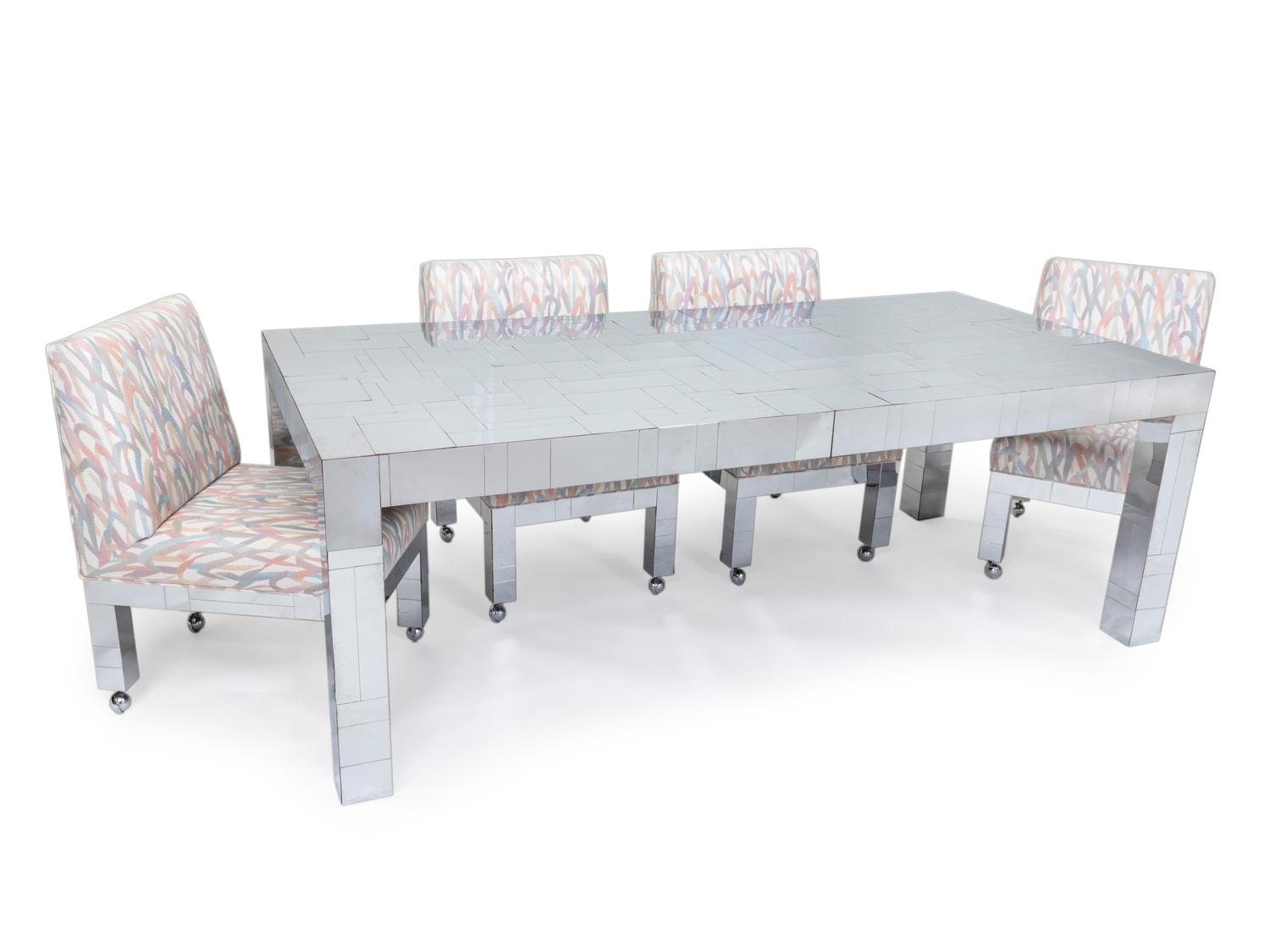 Cityscape Dining Table with Eight Cityscape Dining Chairs, circa 1973 Evans Studio for Directional, USA