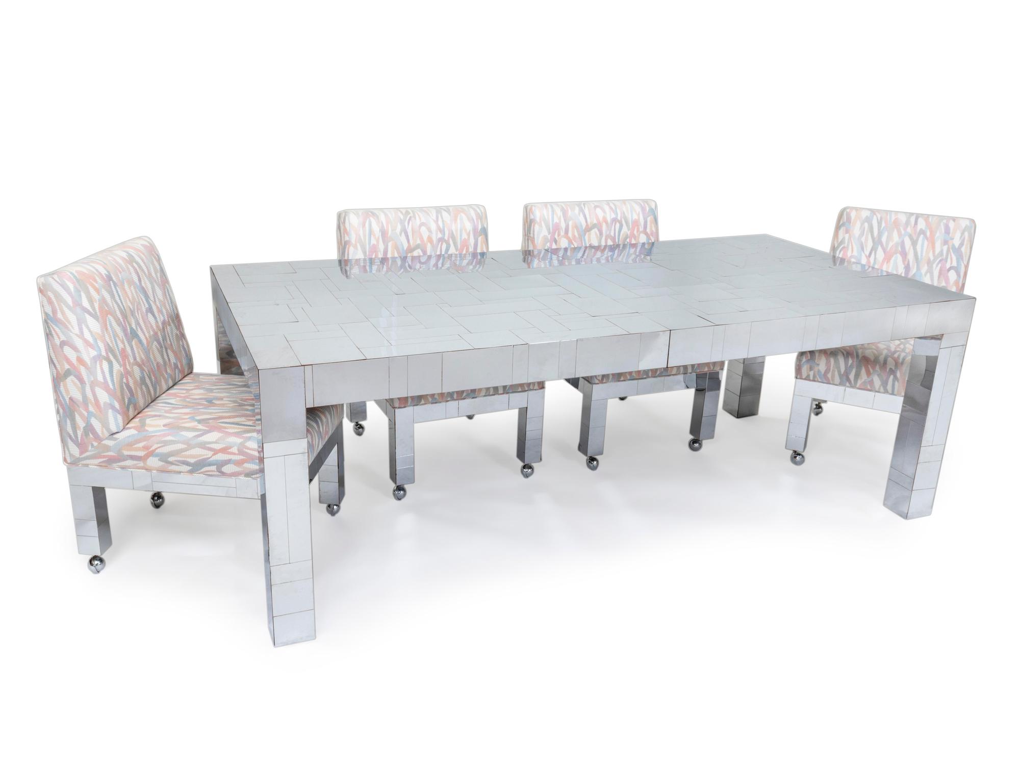 Cityscape Dining Table with Eight Cityscape Dining Chairs, circa 1973 Evans Studio for Directional, USA