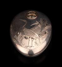 A Japanese Silver Oval Bonbonnière