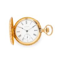 WALTHAM FOR W.M. WISE & SON, 14K YELLOW GOLD HUNTER CASE POCKET WATCH