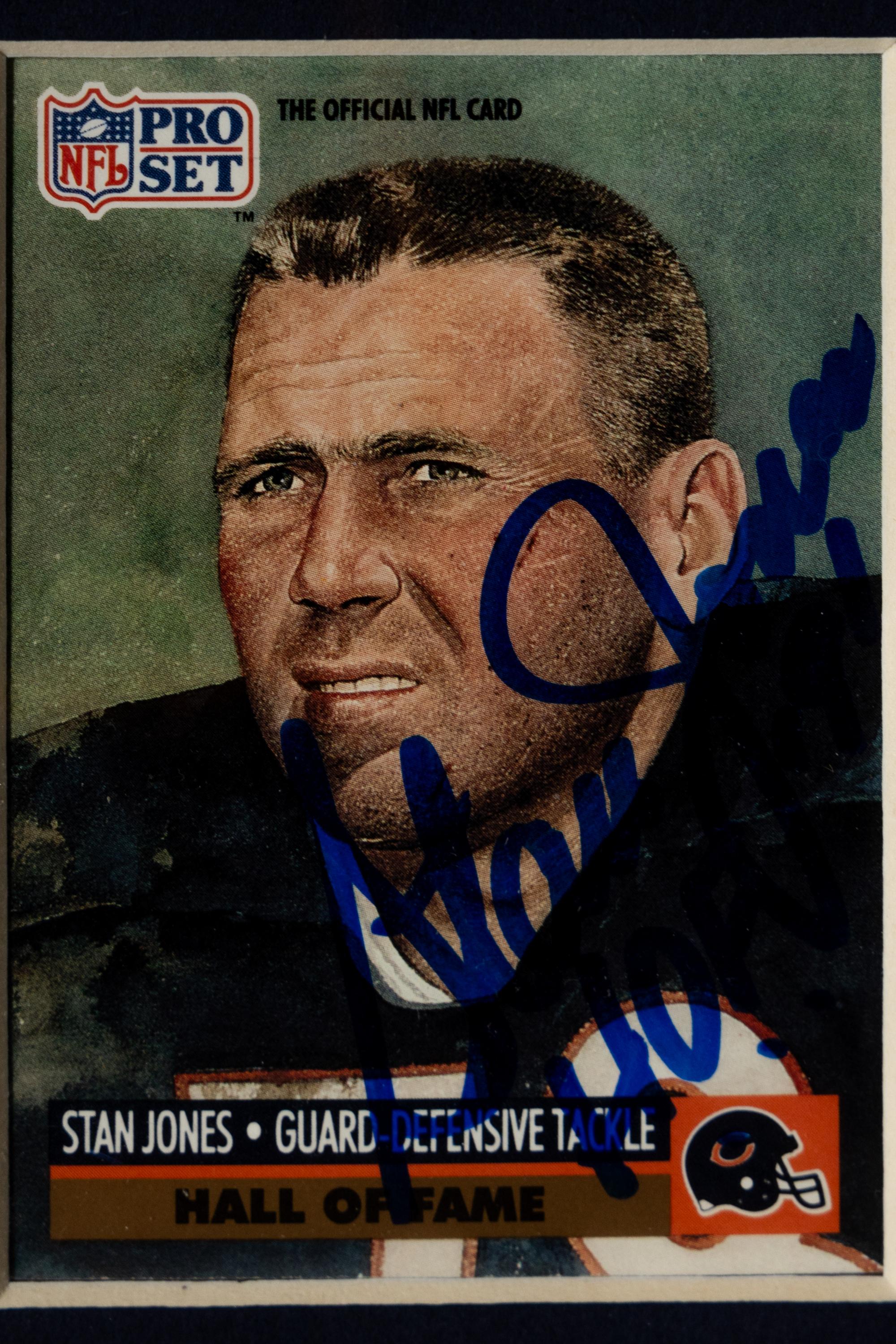 A Collection of Chicago Bears Hall of Fame Signed Trading Card Displays Featuring Steve McMichael, Jim Covert and Stan Jones