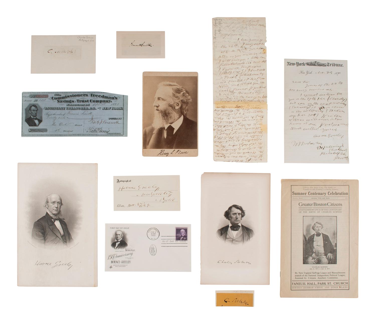 [SLAVERY & ABOLITION]. Autographs associated with members of the abolitionist movement, comprising: