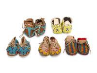 Collection of Plains Infant Hide Moccasins