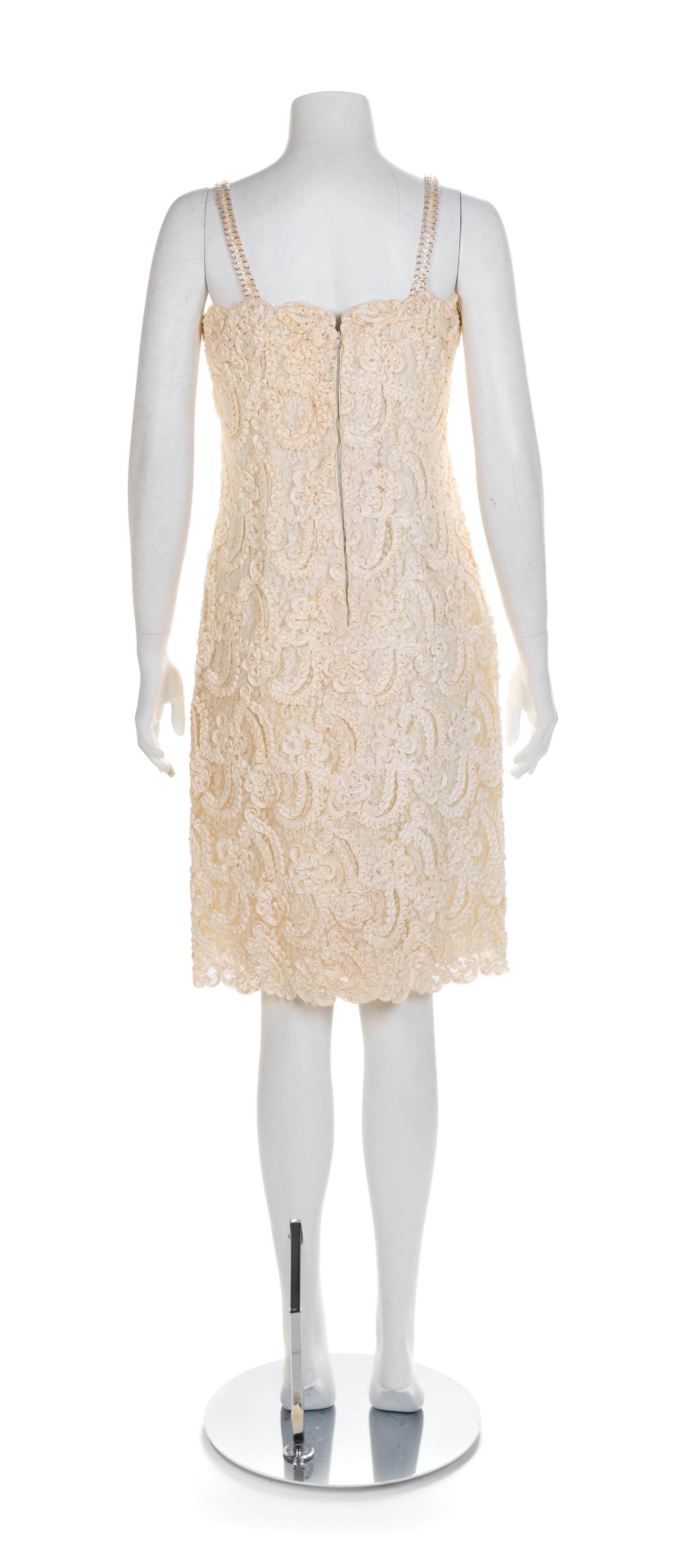 Ceil Chapman Dress and Ivory Lace Dress with Matching Jacket, 1960s