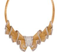 FRENCH, RETRO, YELLOW GOLD, PLATINUM AND DIAMOND NECKLACE