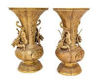A Pair of Chinese Gilt Bronze Vases