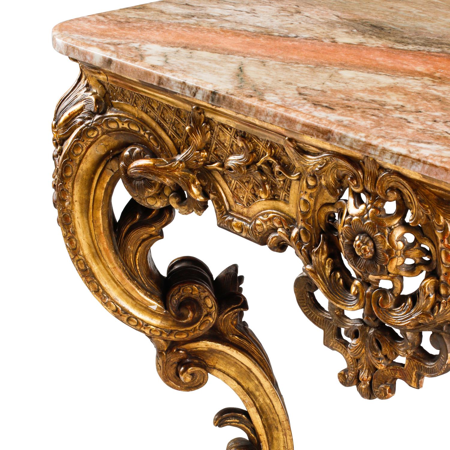 A Régence Giltwood Marble-Top Console Table
