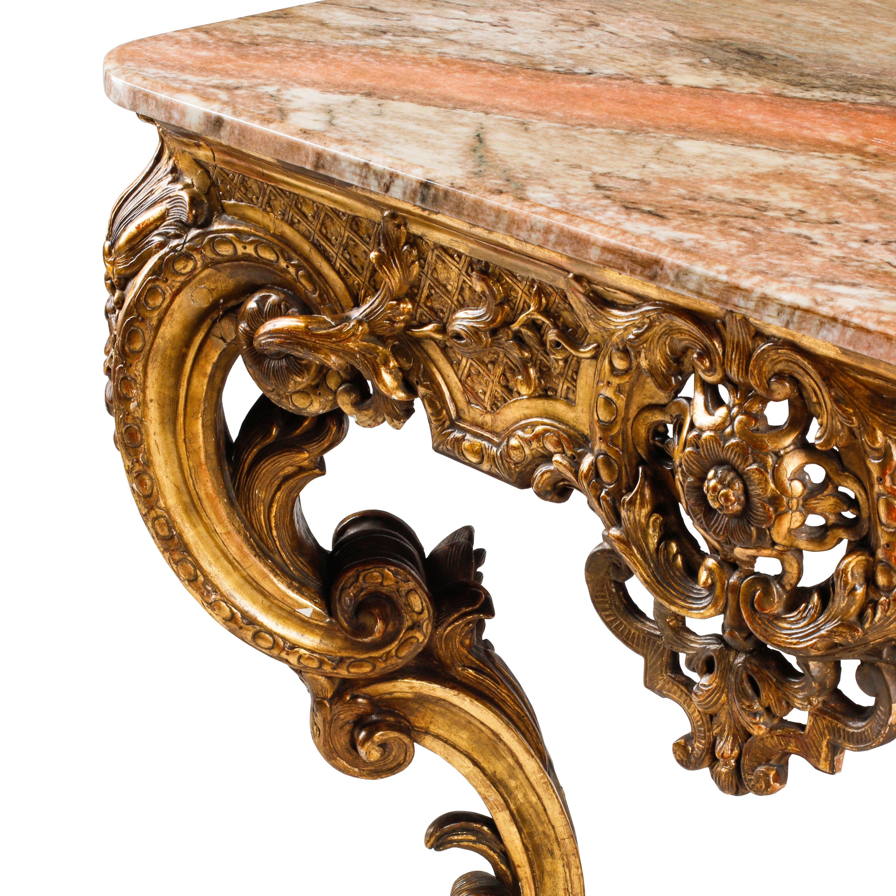 A Régence Giltwood Marble-Top Console Table