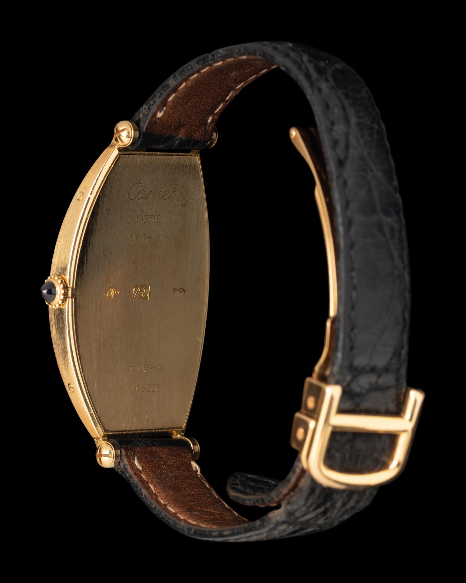 CARTIER, 18K YELLOW GOLD 'TONNEAU XL' WATCH