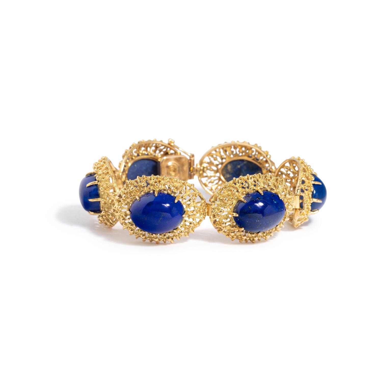 LAPIS LAZULI AND YELLOW GOLD BRACELET