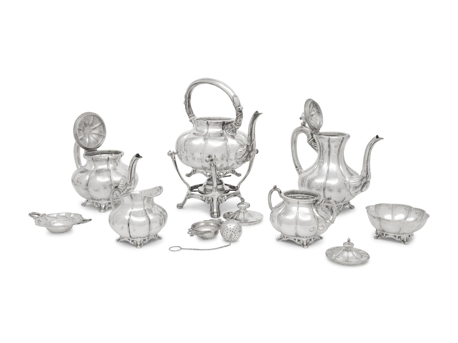 A Sanborns Silver Eight-Piece Tea and Coffee Service