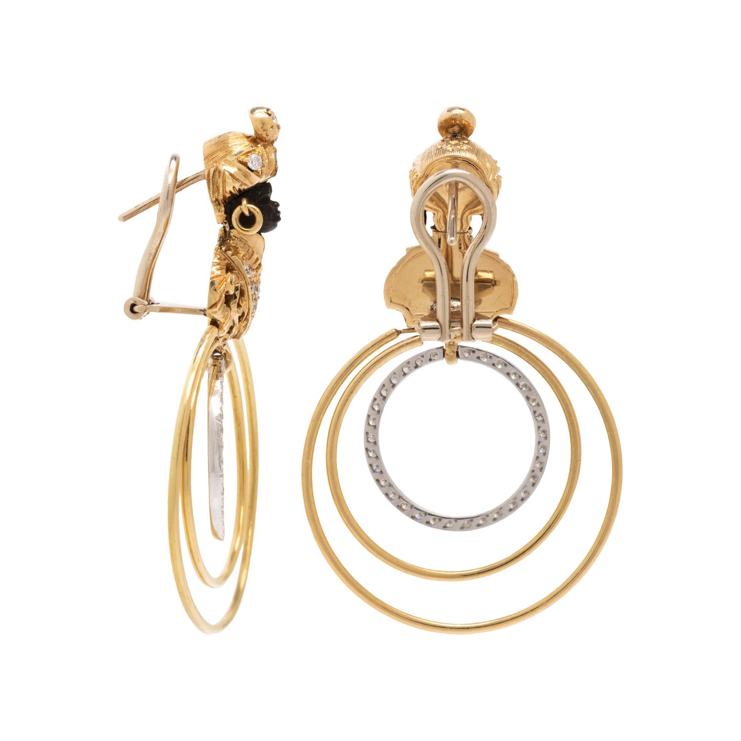 BICOLOR GOLD AND DIAMOND BLACKAMOOR CLIP EARRINGS