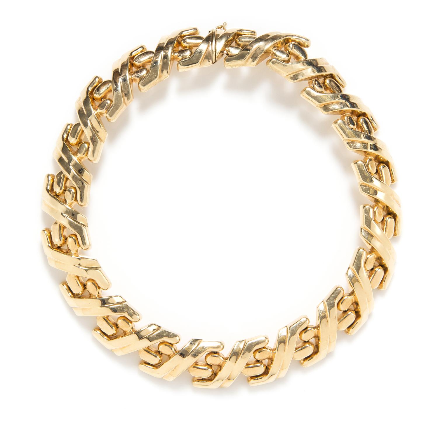 A 14 Karat Yellow Gold Geometric Collar Necklace, Italy, 55.80 dwts.