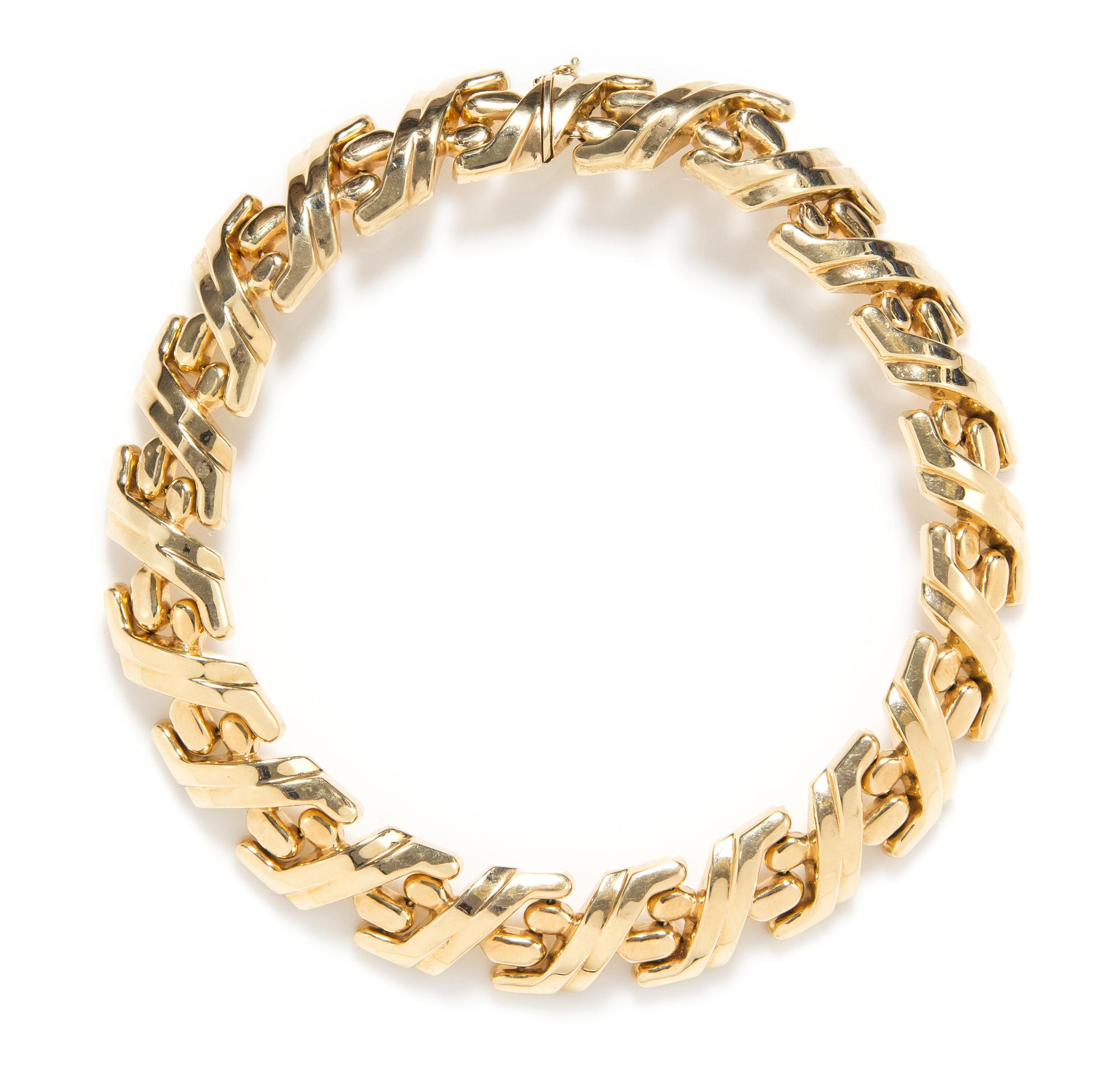 A 14 Karat Yellow Gold Geometric Collar Necklace, Italy, 55.80 dwts.