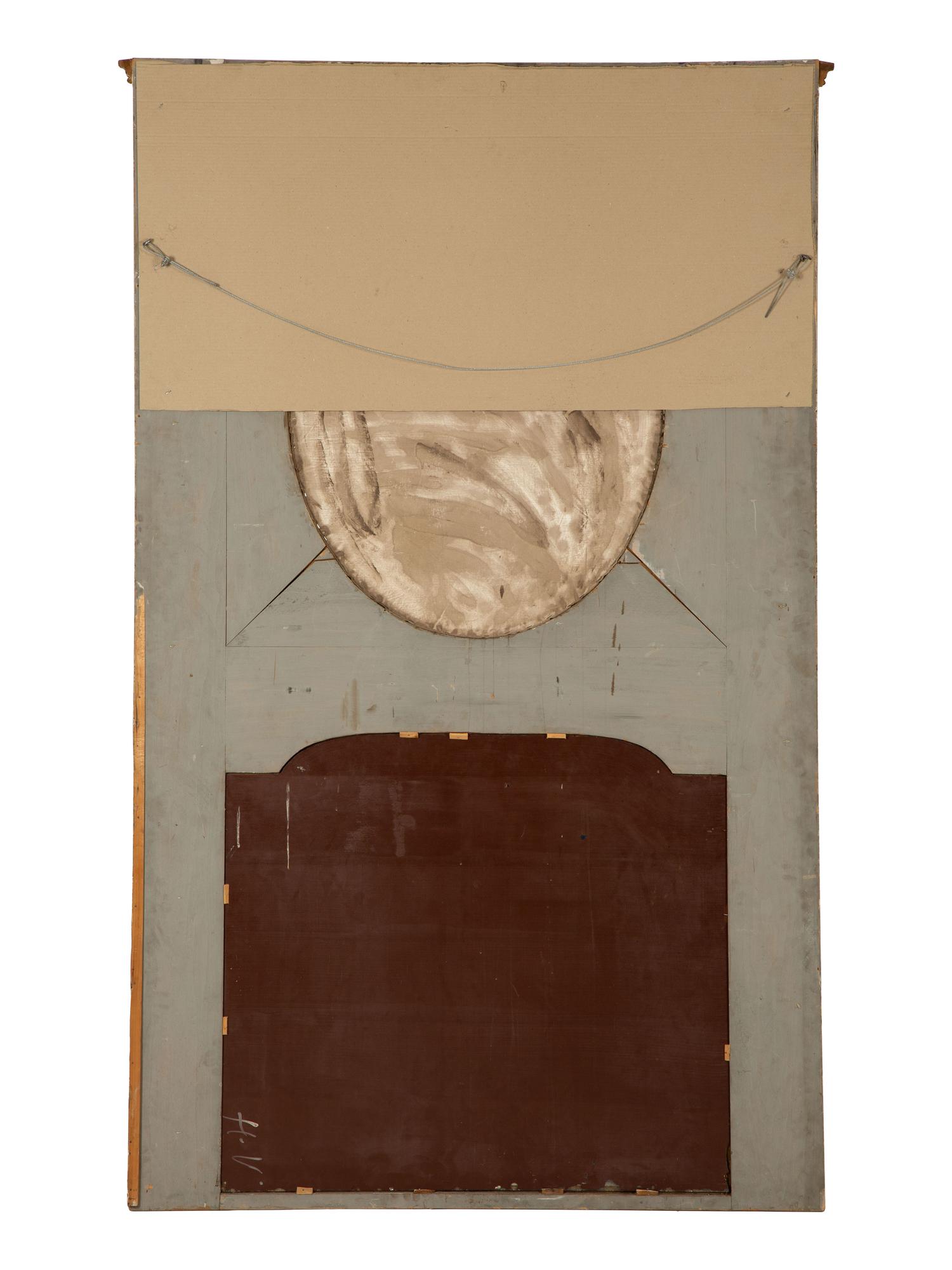 A French Painted and Parcel Gilt Trumeau Mirror