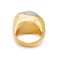 YELLOW GOLD, GOLDEN BAROQUE CULTURED PEARL AND DIAMOND RING