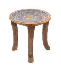 An Asante Beaded and Carved Wood Chief's Stool Height 12 1/4 x diameter of top 12 7/8 inches. — 20TH CENTURY