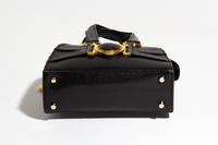 A Gianni Versace Black Leather Mini Medusa Handbag, 6.75" x 6" x 2.5"; Handle drop: 4".