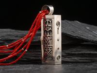 Heavy Reversible Silver and Coral Necklace
