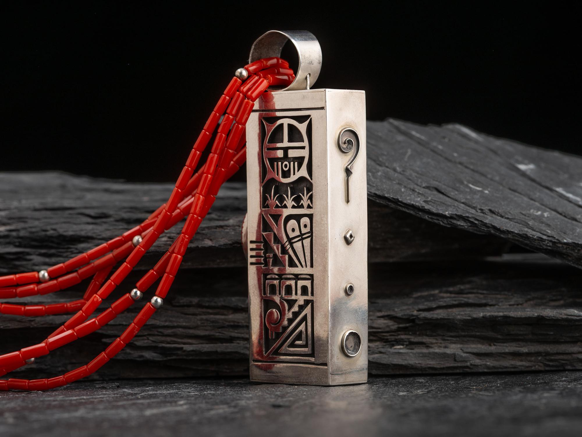 Heavy Reversible Silver and Coral Necklace