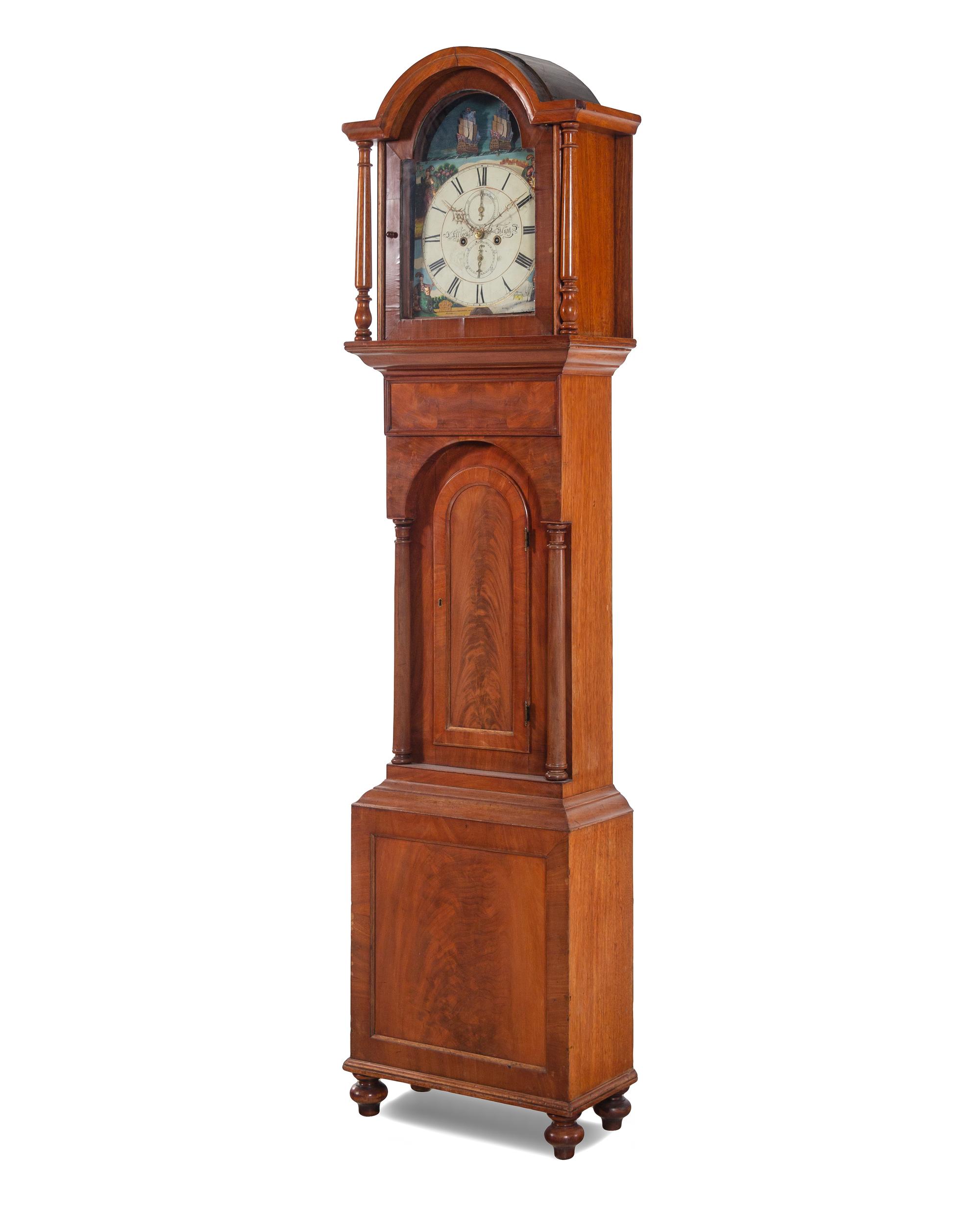 An English Mahogany Tall Case Clock