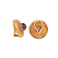 Garnet, Diamond, and Yellow Gold Earrings