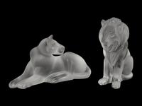 A Lalique Lion and a Lalique Lioness