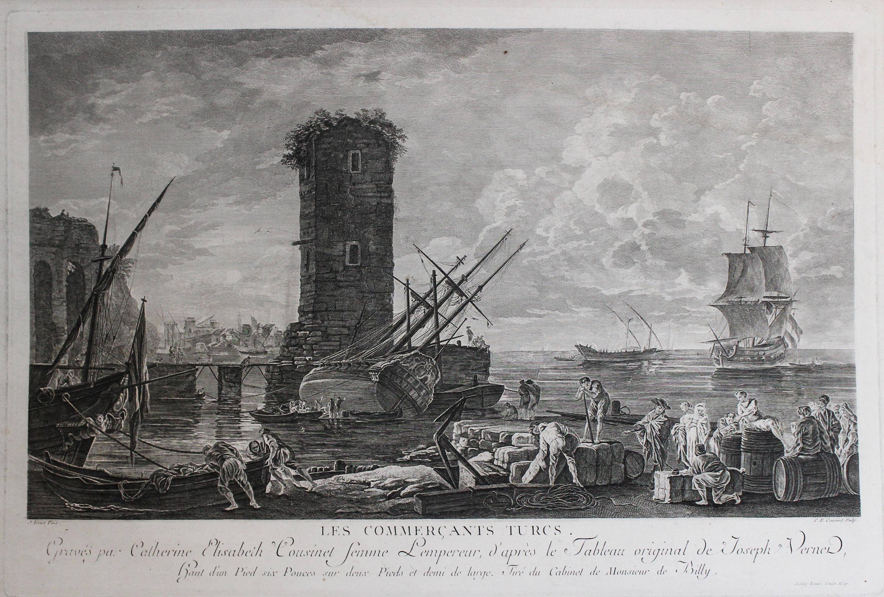 Catherine Elizabeth Cousinet, (French, 19th century), two etchings after Claude-Joseph Vernet