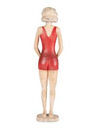 A Carved and Painted Wood Figure of a Bather