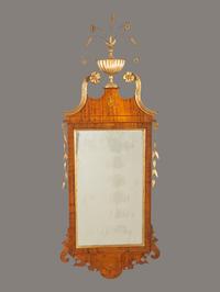 A Chippendale Parcel Gilt and Inlaid Mahogany Mirror