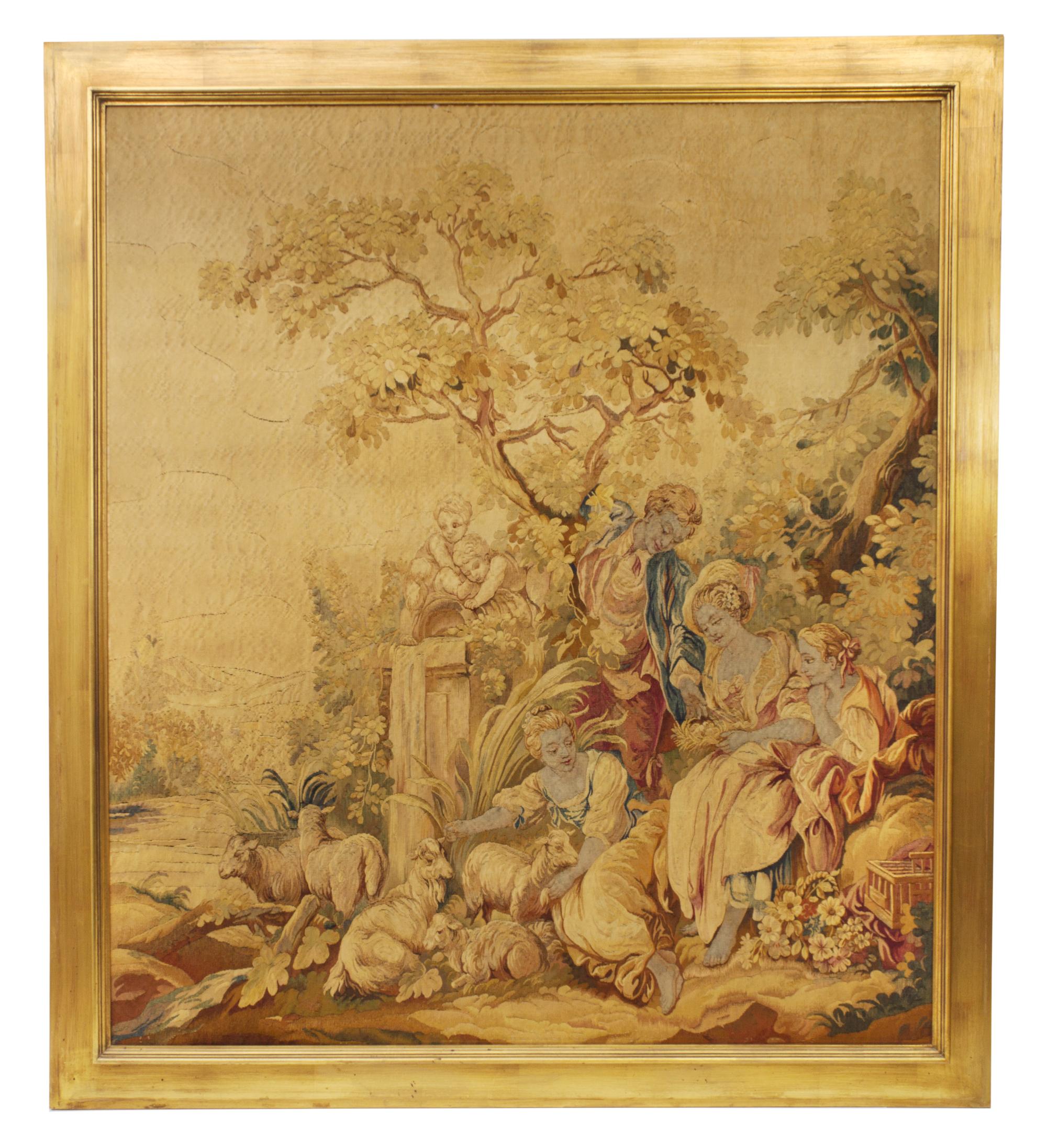 An Aubusson Wool Tapestry, Height 50 3/4 x width 44 3/4 inches.