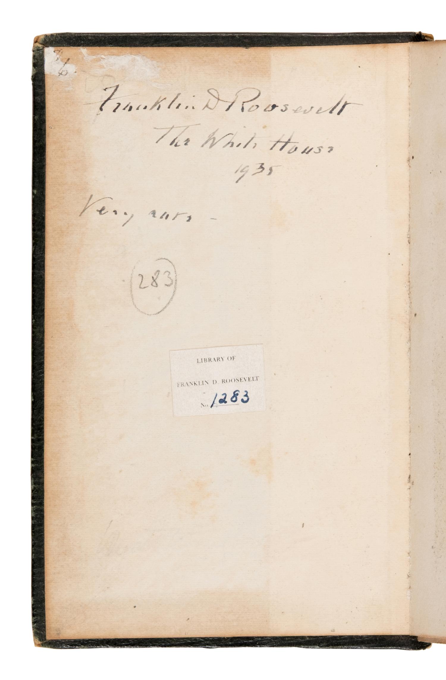 [Roosevelt, Franklin D. (1882-1945), his copy]. The Hudson River Guide... New York: J. Disturnell, 1835.