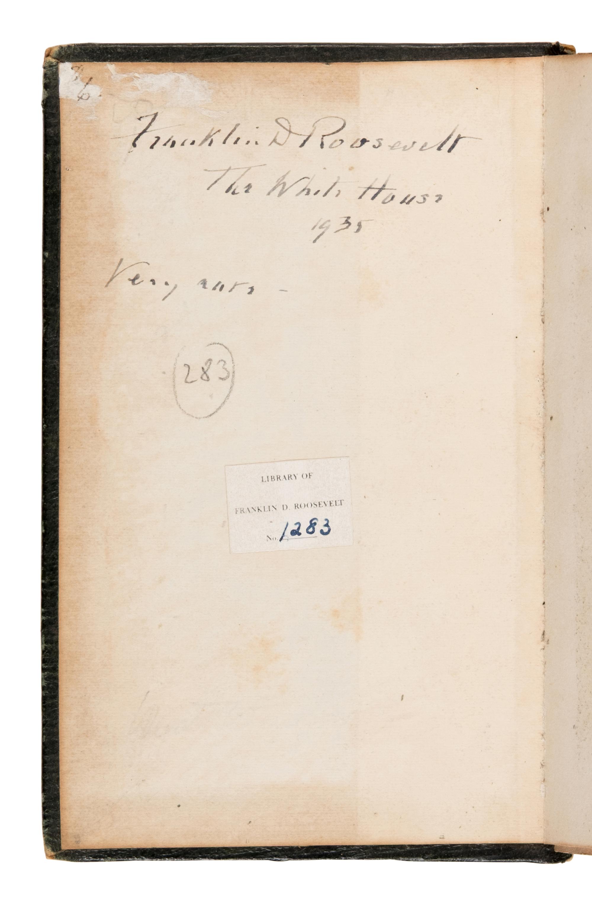 [Roosevelt, Franklin D. (1882-1945), his copy]. The Hudson River Guide... New York: J. Disturnell, 1835.