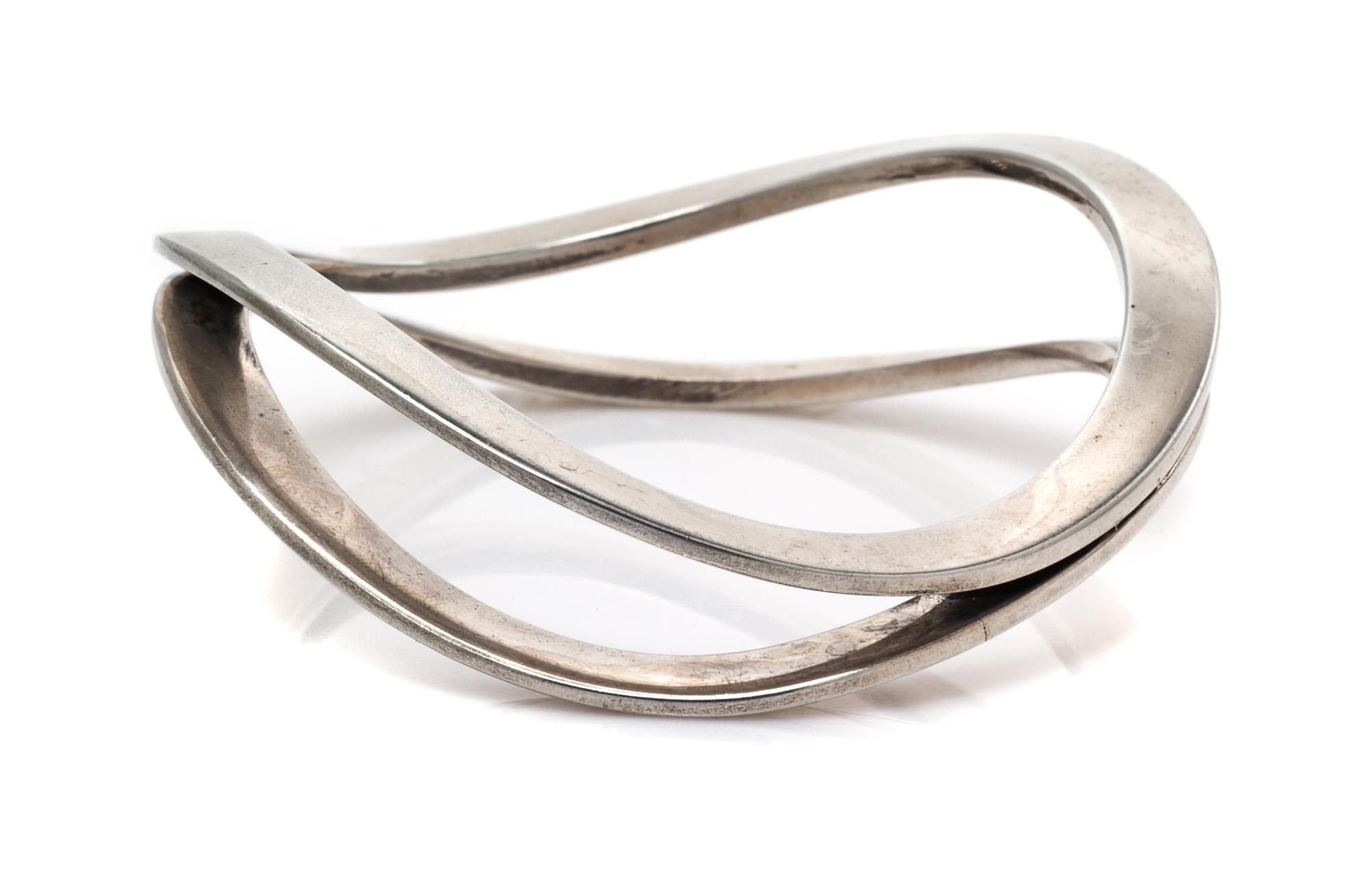 A Modernist Sterling Silver Bangle Bracelet, 41.30 dwts.