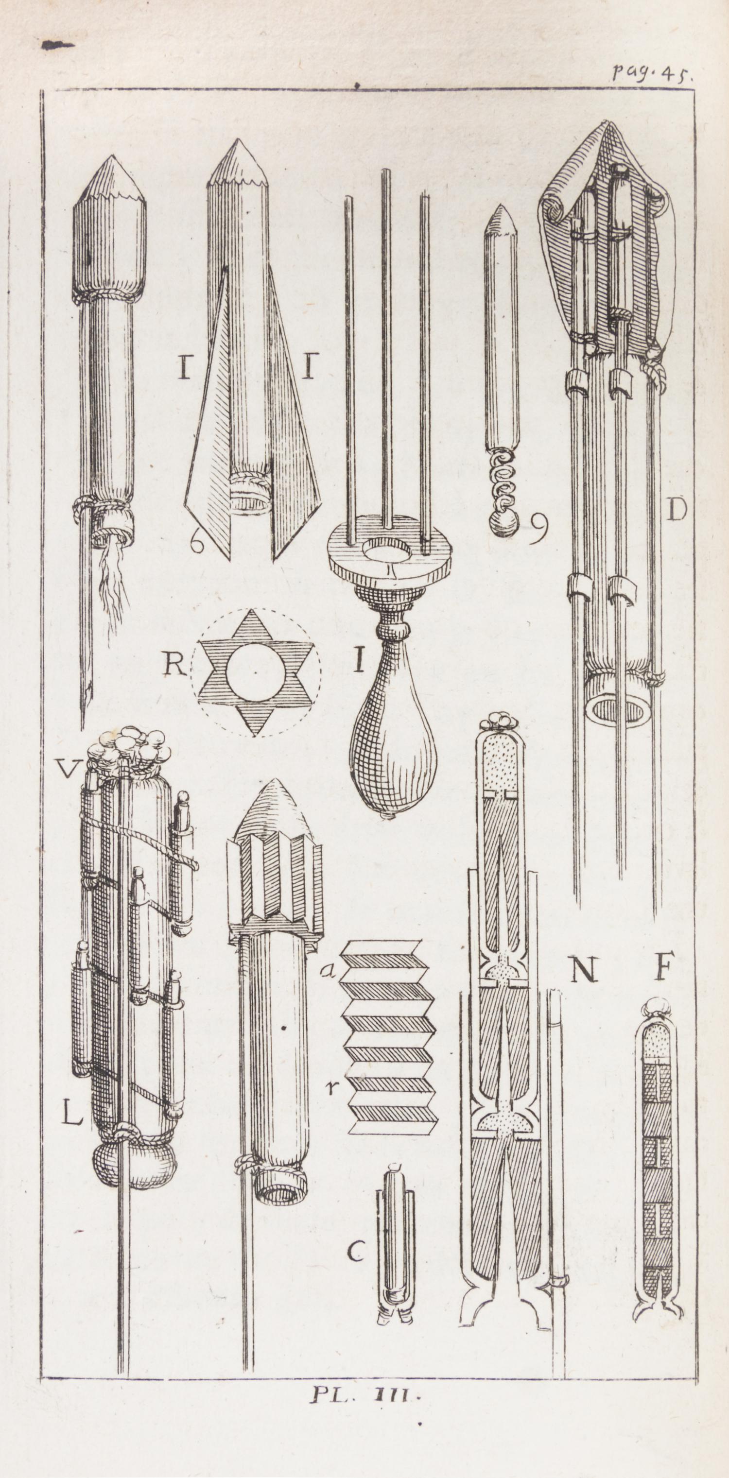 [FREZIER, AMEDEE FRANCOIS] Traite des feux d'artifice... Paris, 1715. First edition. With 8 plates on the manufacture of fireworks.