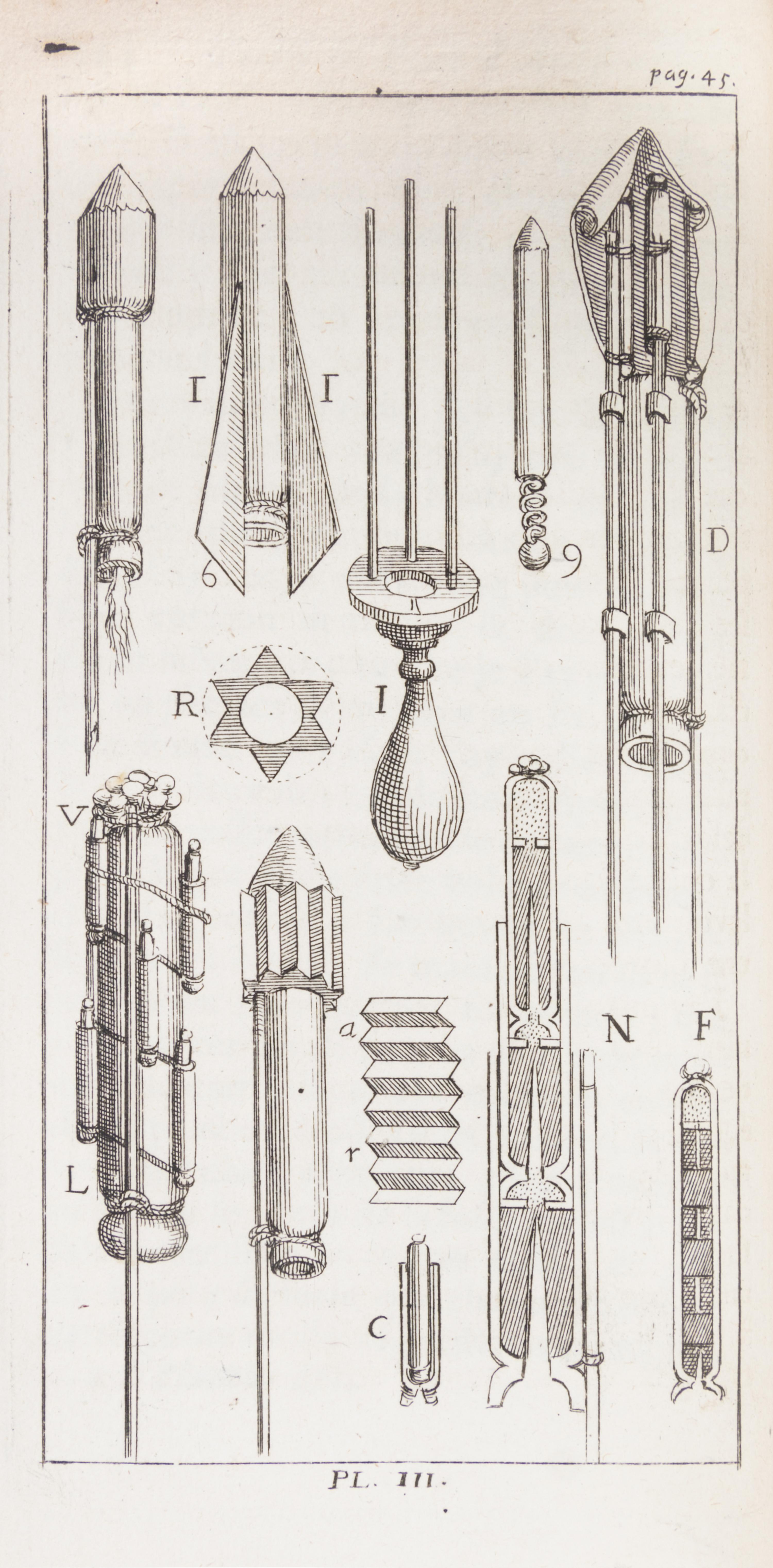 [FREZIER, AMEDEE FRANCOIS] Traite des feux d'artifice... Paris, 1715. First edition. With 8 plates on the manufacture of fireworks.