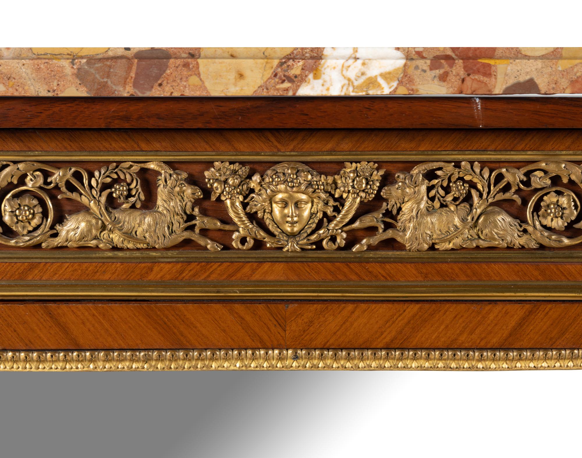 A Louis XV Style Gilt Bronze Mounted Kingwood Marble-Top Vitrine