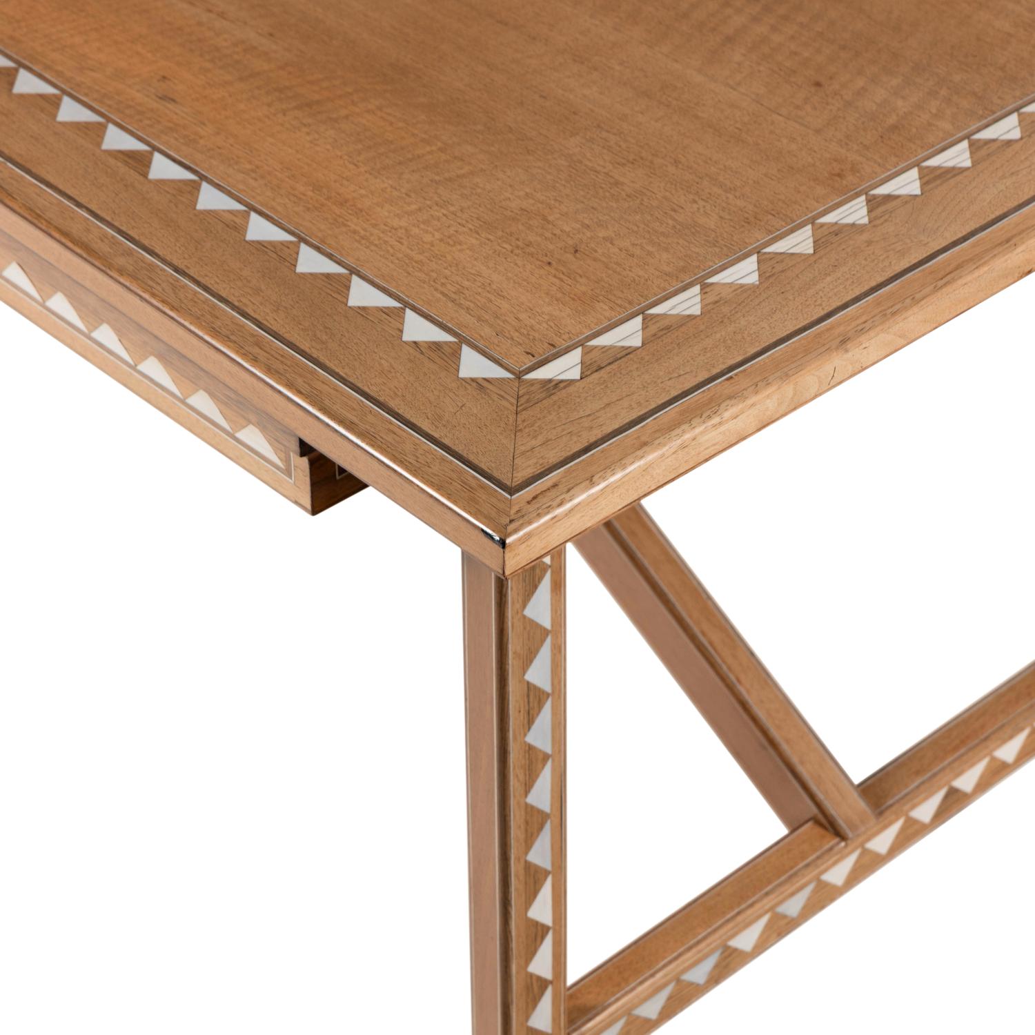 An Art Deco Style Bleached Mahogany and Marquetry Writing Table