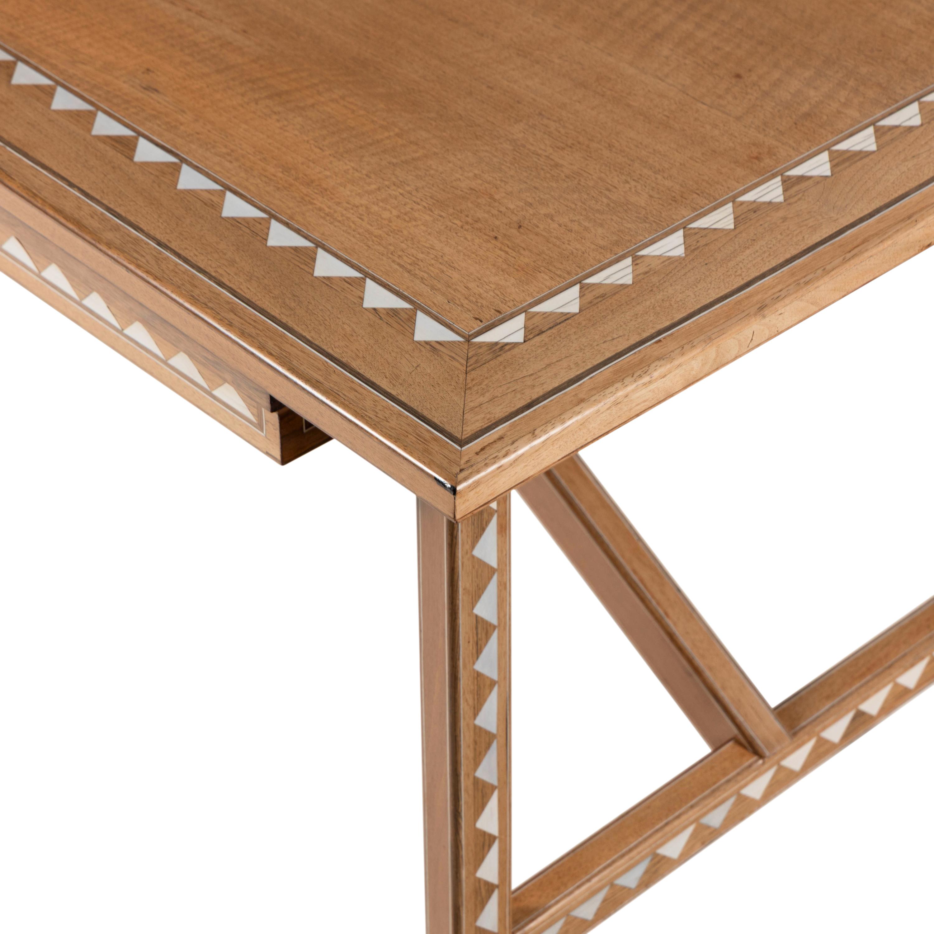 An Art Deco Style Bleached Mahogany and Marquetry Writing Table