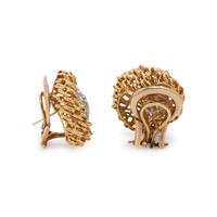 YELLOW GOLD AND DIAMOND EARCLIPS