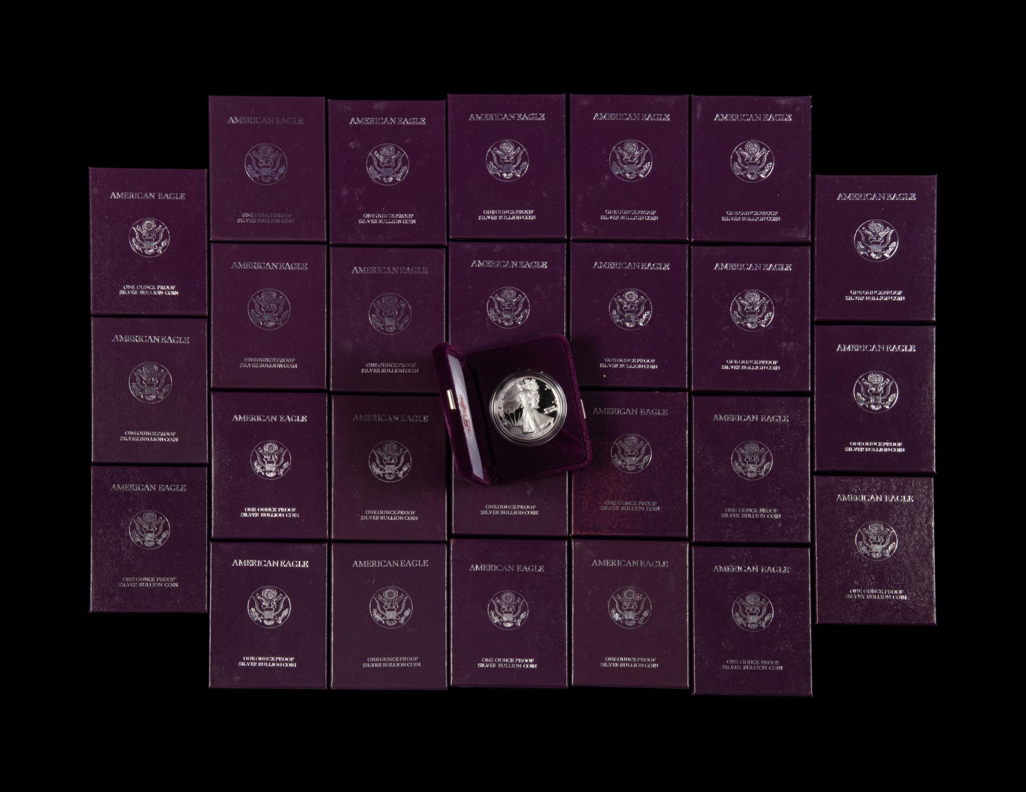 A Collection of Twenty-Six Silver Eagle $1 Proofs