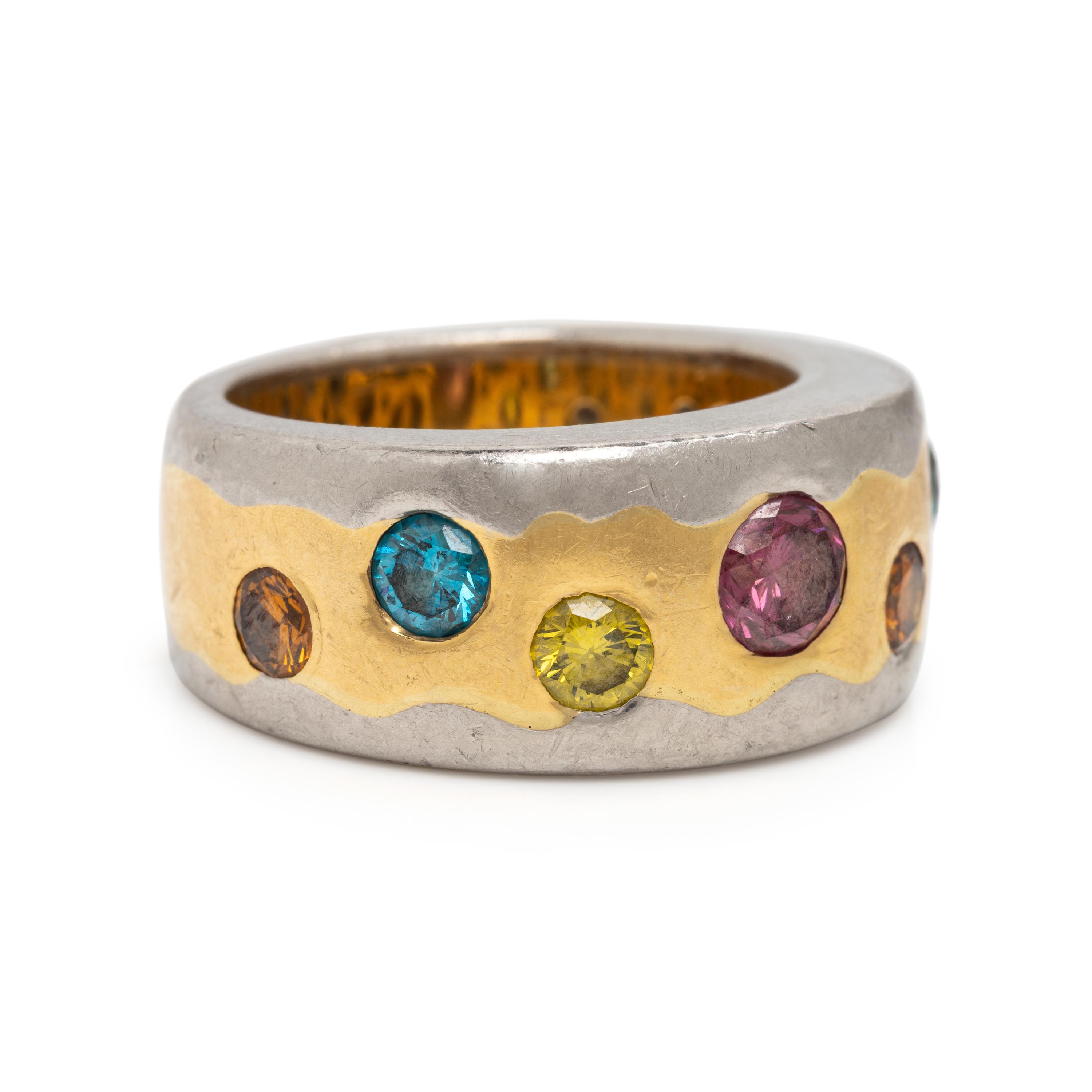 Multigem, Platinum, and Yellow Gold Ring