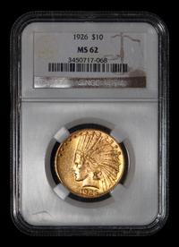 A 1926 Indian Head $10 Gold Coin (NGC MS62)