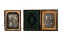 [EARLY PHOTOGRAPHY - PORTRAITURE]. A group of 7 daguerreotype portraits of men and women including several couples.