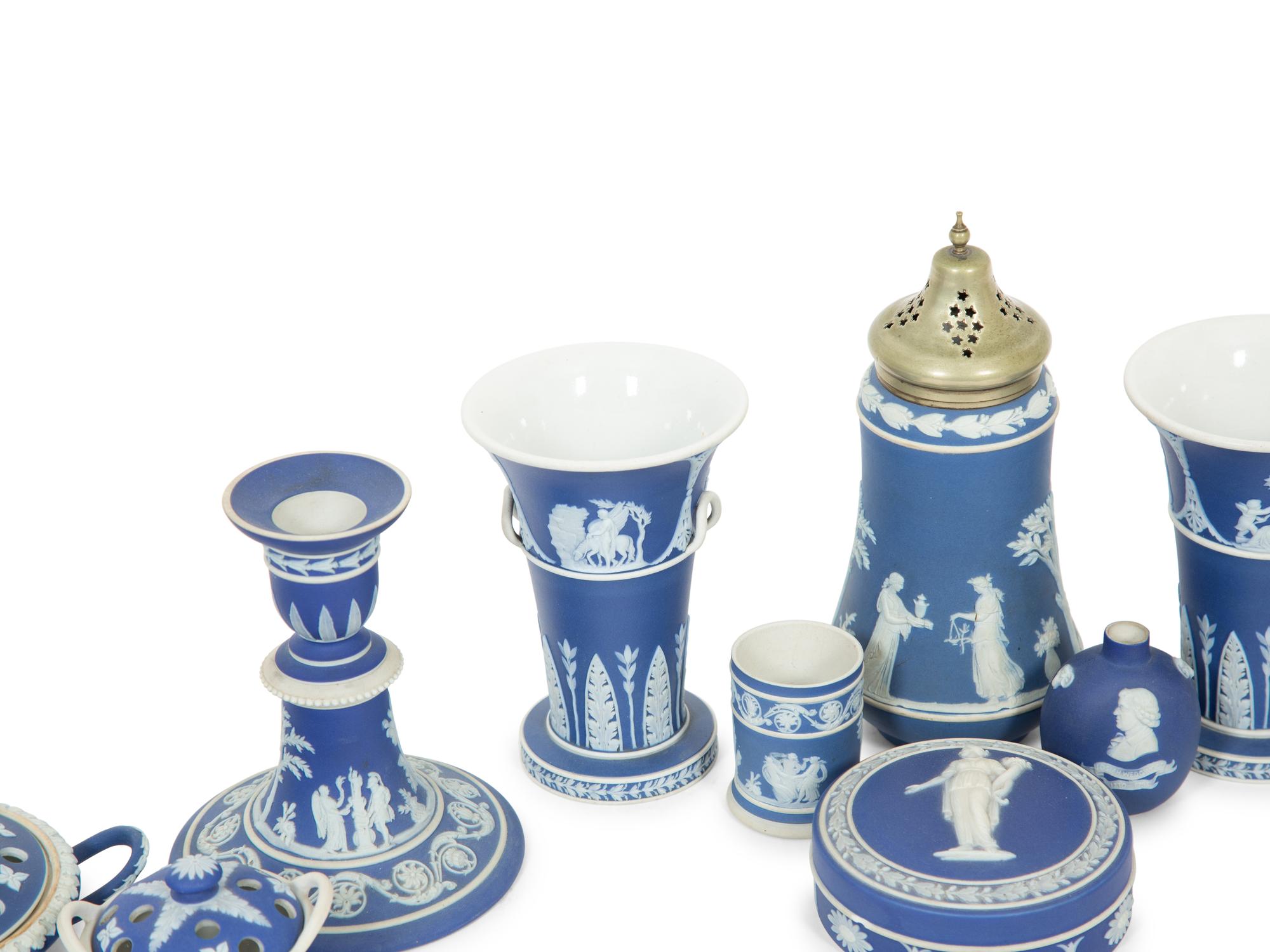 A Group of Wedgwood Jasperware Dark Blue Items